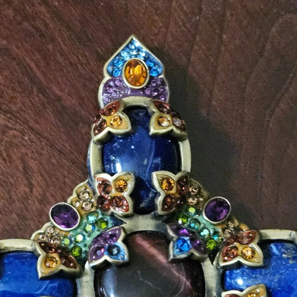 UNICORN RARE JAY STRONGWATER BLUE LAPIS CROSS NATIVITY CRYSTAL FIGURINE OBJET